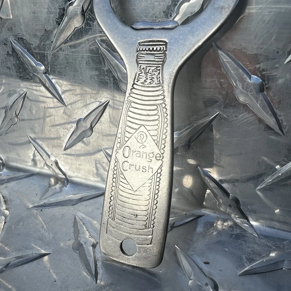 Vintage Good Old ORANGE CRUSH Bottle on Handle Advertising Bottle Opener 1940s
